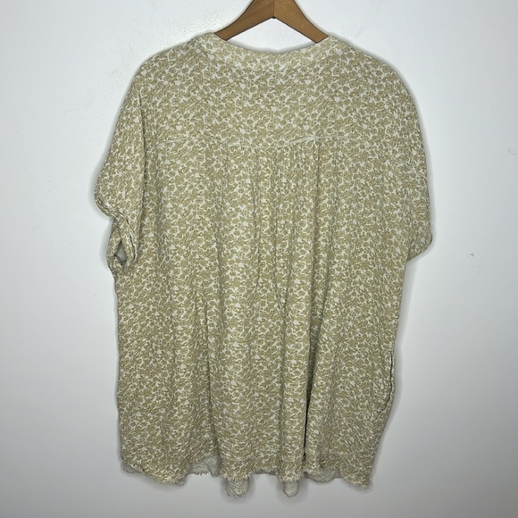 Entro 2X Plus Size Floral Frayed Cotton Gauze Pocket Tunic Top Boho Blouse - Picture 6 of 12